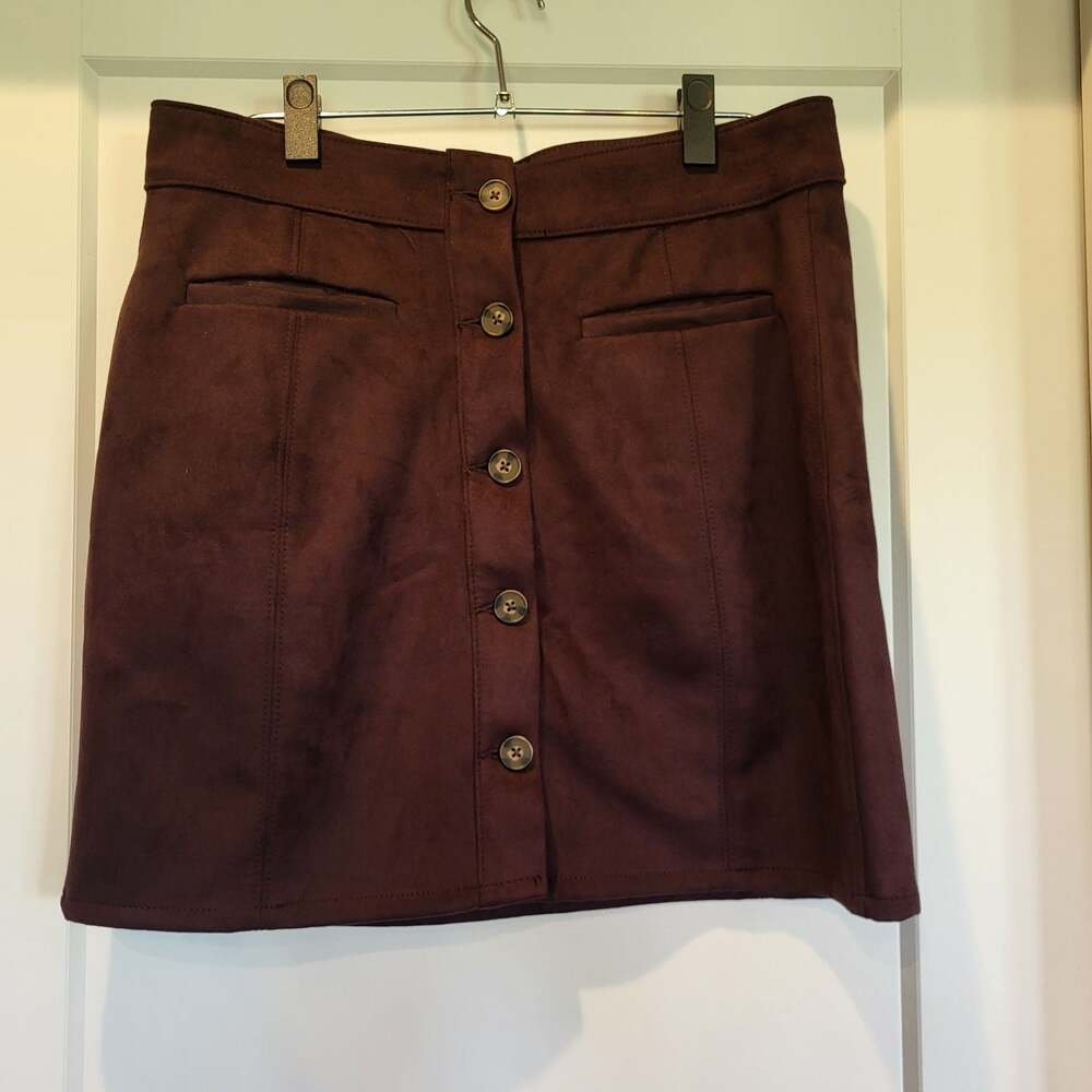 Y2K maurices Faux Suede Button Down High Rise Mini Skirt, size 12